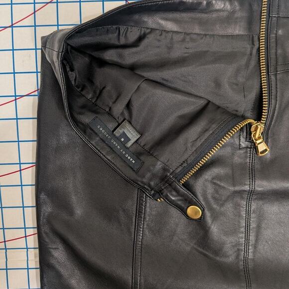 Marc by Marc Jacobs Black Lambskin Leather Pencil Skirt, Size 8 - Picture 3 of 8